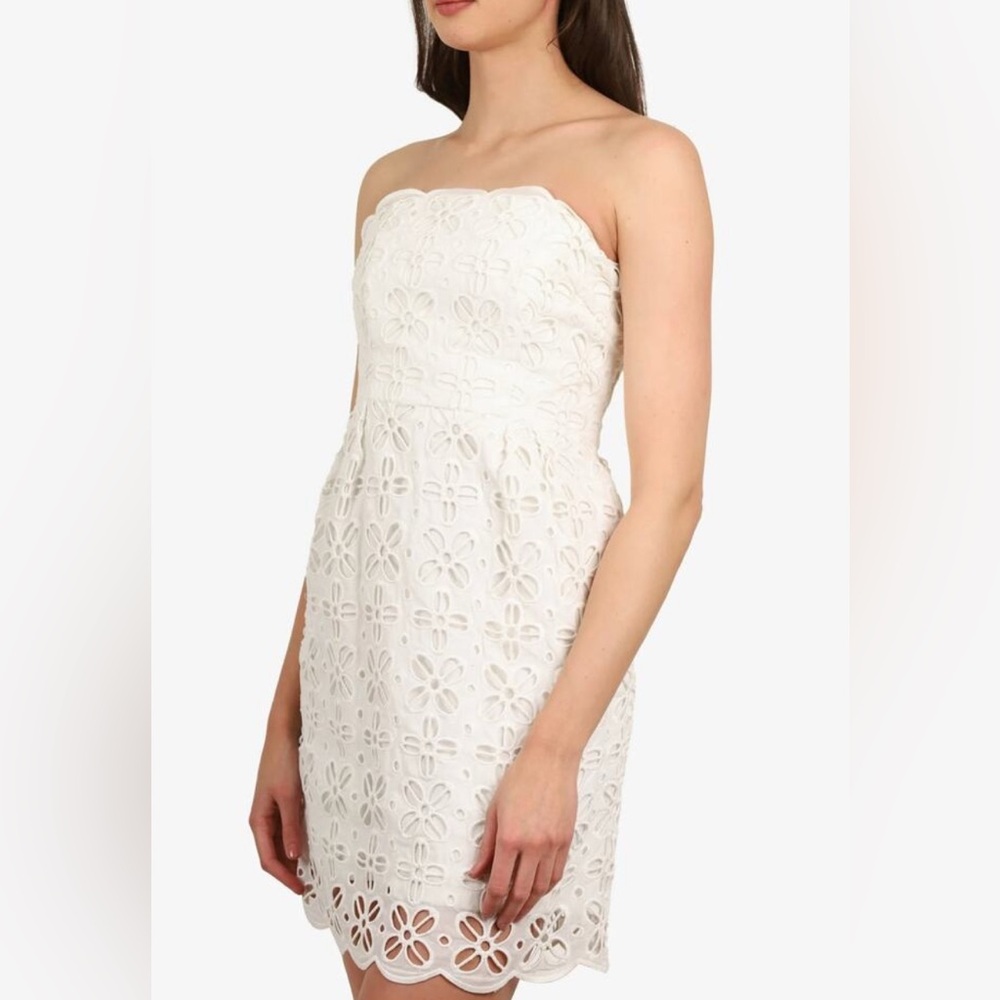 Milly of New York Emalina Dress White Lined Strapless Eyelet Floral size 0
